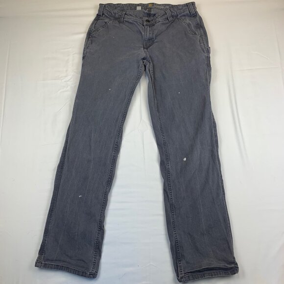 Carhartt Women’s Original Fit Gray Work Pants Sz 12 Tall Utility Carpenter 32x32 - Picture 1 of 14